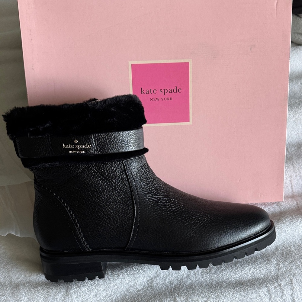 Kate Spade Black Fur-Trimmed Winter Boots